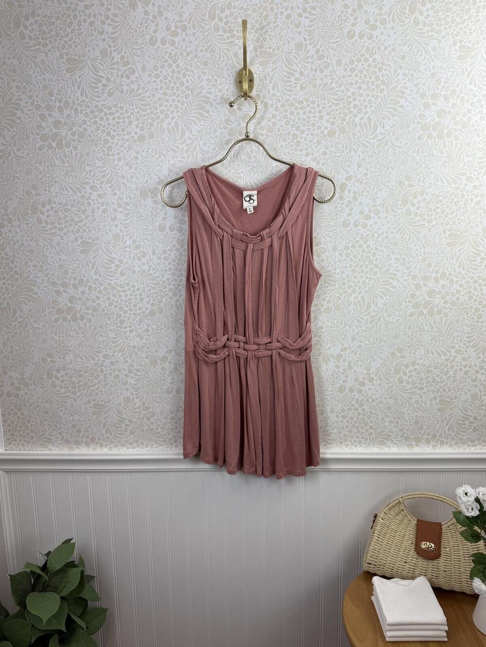 One September by Anthropologie Pink Lattice Sleeveless Tank - Size - Medium